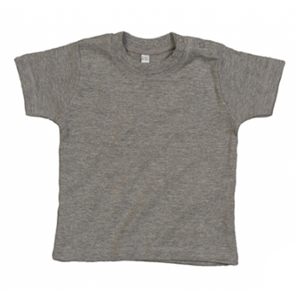 T-shirt Baby grigio melange - T-shirt Baby in tessuto Interlock. Tessuto a maglia a costa incrociata. Bottoni a pressione sulla spalla. Fettuccia a costine con elastan al collo.